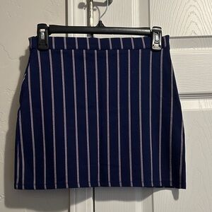 Forever 21 Navy and White Striped Mini Skirt